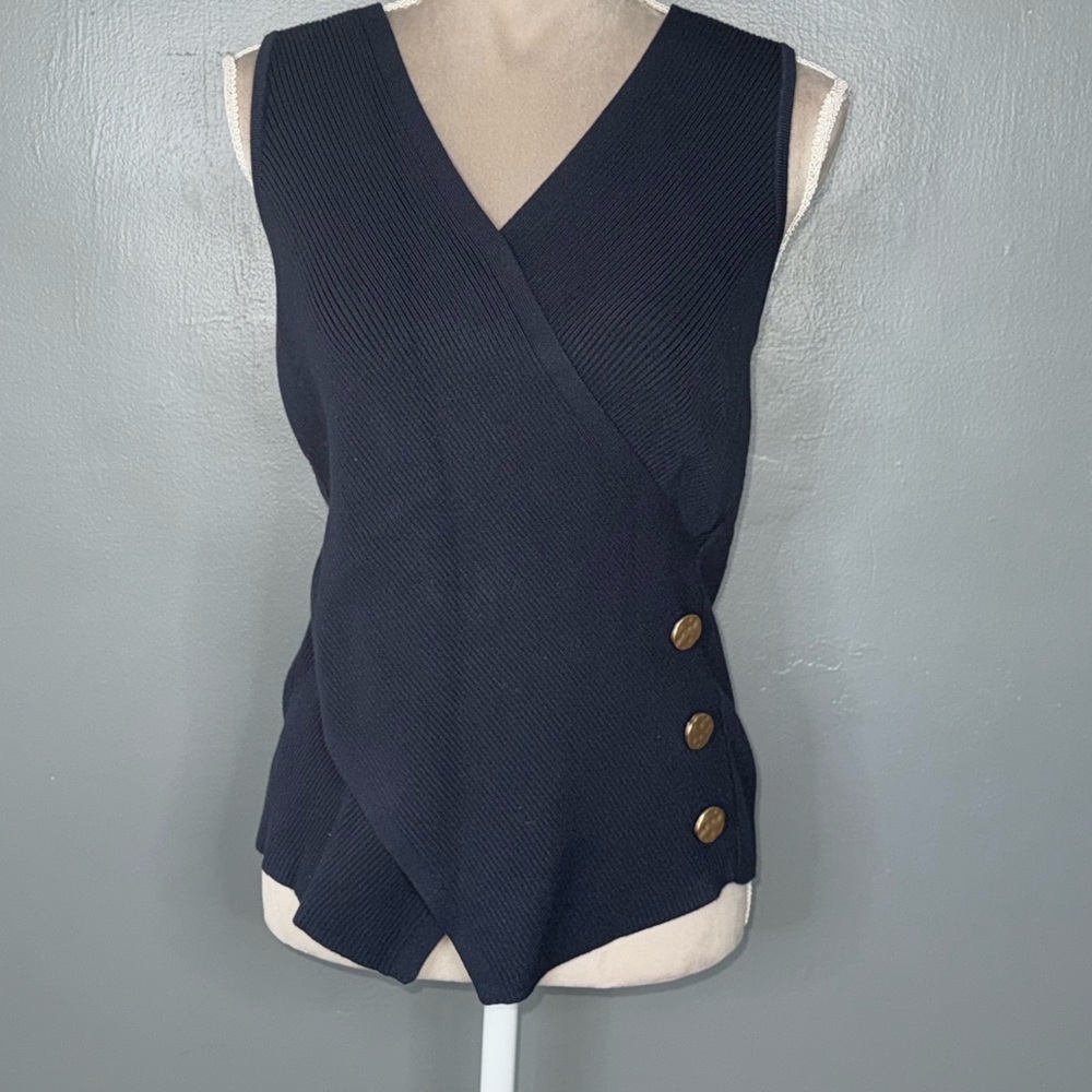 Milly Sleeveless Surplice Top in Navy